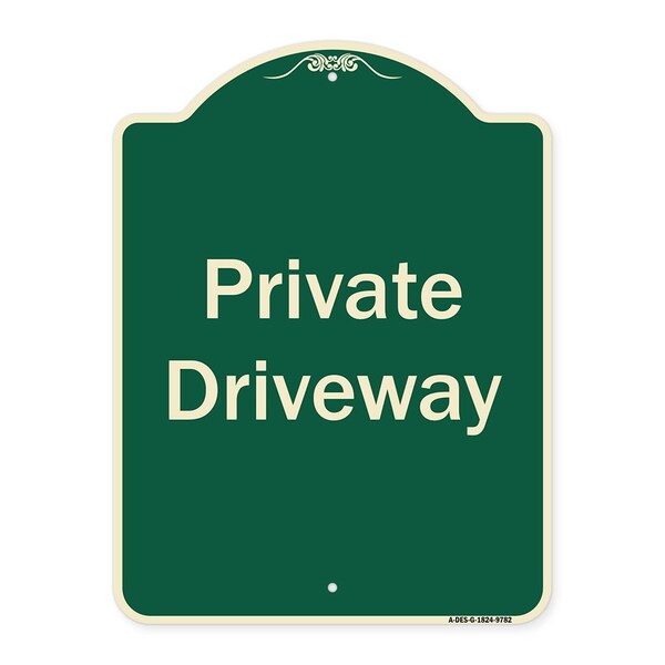 Signmission Designer Series-Private Driveway 3, Green Heavy-Gauge Aluminum, 24" x 18", G-1824-9782 A-DES-G-1824-9782 - main